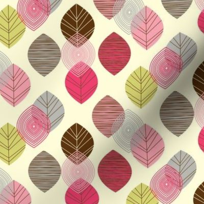 New Linear Leaves Cream Fabric