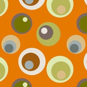 Small Retro Vintage Circles in circles On orange (Small)