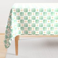 Cheery Checkered Garden / Flowers / Blue Green / Medium