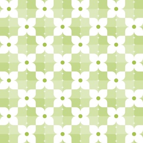 Lime Zest Checkered Garden / Flowers / Citrus Green / Cottagecore / Medium