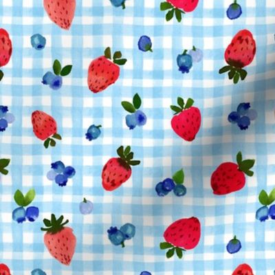 Strawberry Blueberry Gingham small - blue
