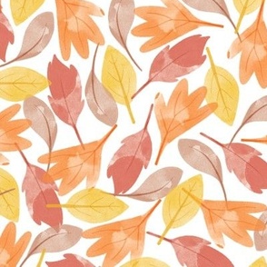 Fall leaves on white