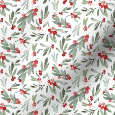 Watercolor Mistletoe  (Snow), Holiday, Christmas, by Lindsay Potter Creative