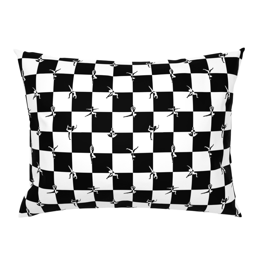 Black and White Checkerboard Check with Yoga Poses