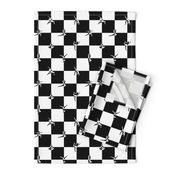 Black and White Checkerboard Check with Yoga Poses