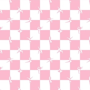 Pink and White Checkerboard Check with Yoga Poses