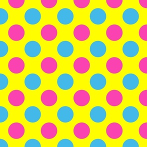 Pink Blue Polka Dots on Yellow