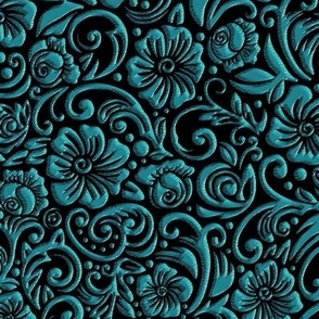 Textured Floral Dark Turquoise