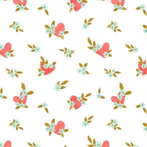 Floral hearts seamless valentines day pattern// medium scale