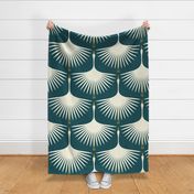 Art Deco Swans - Deep Teal (Cream) - 24"