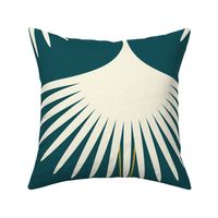 Art Deco Swans - Deep Teal (Cream) - 24"