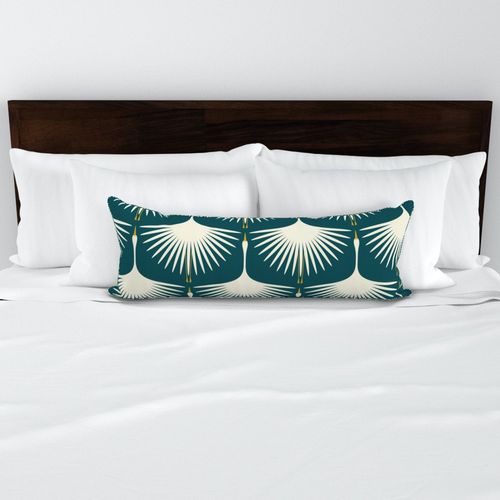 Art Deco Swans - Deep Teal (Cream) - 12"