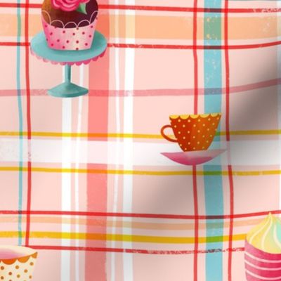 summer cupcake plaid // rose // medium scale