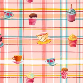 summer cupcake plaid // rose // medium scale