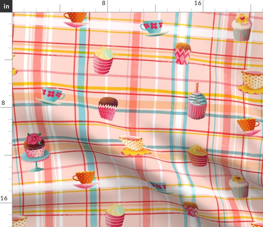 summer cupcake plaid // rose // medium scale