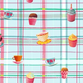 summer cupcake plaid // blue // medium scale