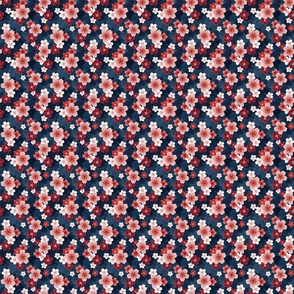 Sakura blossom in red and white with navy blue background small