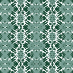 Green and  White Ikat / Tie dye Pattern / Medium scale 