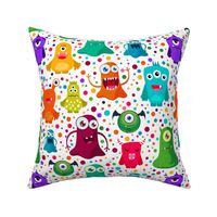 Large Scale Colorful Monster Mash and Polkadots on White