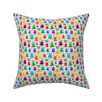 Small Scale Colorful Monster Mash and Polkadots on White