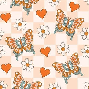 Butterflies,daisies,hearts,checks