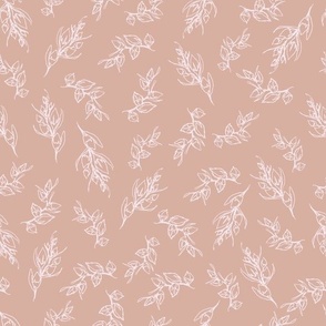Pastel Roses Branch // Normal Scale // Caramel Background // Small Leaves Branch // Nature Vibes
