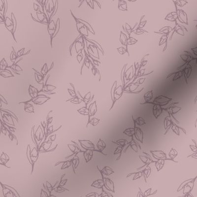 Pastel Baby Branch // Normal Scale // Puce Background // Small Leaves Branch // Nature Vibes