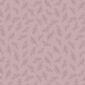 Pastel Baby Branch // Normal Scale // Puce Background // Small Leaves Branch // Nature Vibes