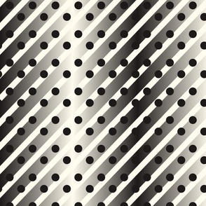 Geometric Dots & Stripes - Izzy B | L size | 24" | Black & White