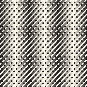 Geometric Dots & Stripes - Izzy B | M size | 12" | Black & White