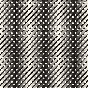 Geometric Dots & Stripes - Izzy A | M size | 12" | Black & White