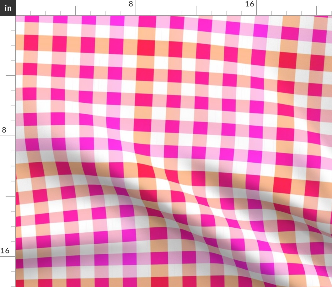 Cheerful Check Gingham Pattern in Summer Fruit Colors