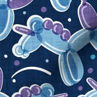 Normal scale // Magical party // midnight blue background blue and violet fun party balloon unicorns and confetti