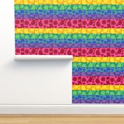 Bright Whimsical Abstract Folk Art Shapes in Pride Rainbow Stripes