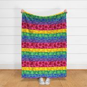 Bright Whimsical Abstract Folk Art Shapes in Pride Rainbow Stripes