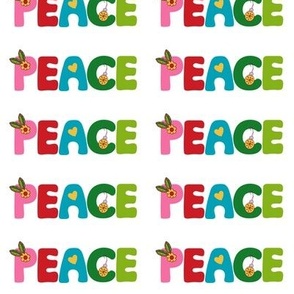 Peace Handlettered Groovy Art Panel Pink Red Turquoise Blue Green Yellow Christmas Holiday