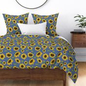 Sunflowers on blue background