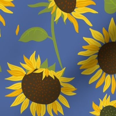 Sunflowers on blue background