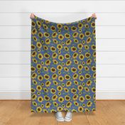 Sunflowers on blue background