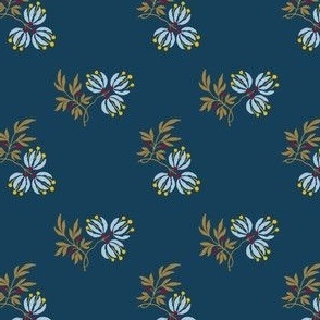 Berry Floral - Frozen Blue and Gold