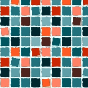Cheerful checks in teal and coral