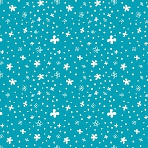 Snow Snowflakes Flower Flurries Turquoise Blue White Christmas Holiday Ditsy