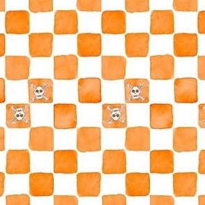 checkerboard skulls orange