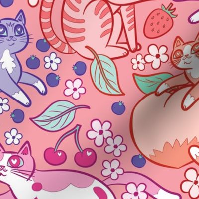 summer fruits cats in peach