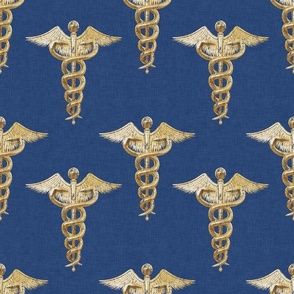 Medium Registered Nurse Gold Caduceus on Textured Blue