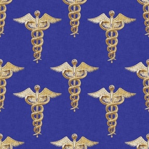 Medium Registered Nurse Gold Caduceus on Blue