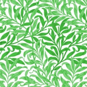 William Morris Willow Bough Green on White