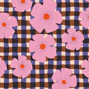 Checkered Floral_Pink-Mauve-Brown