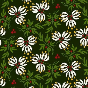 Berry Floral Kaleidoscope - Cream and Green - medium