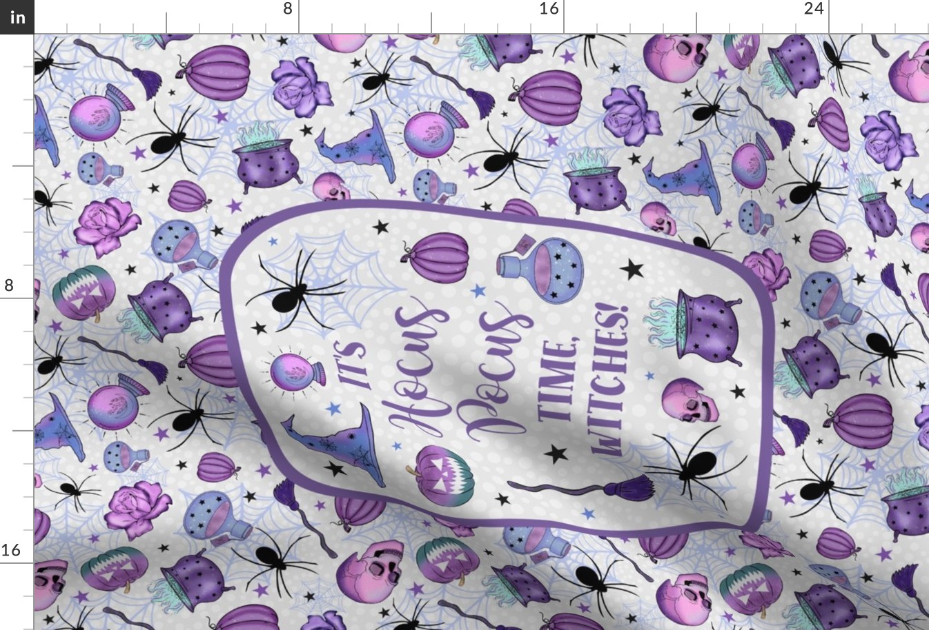 Large 27x18 Fat Quarter Panel It's Hocus Pocus Time, Witches! for Wall Art Hanging or Tea Towel